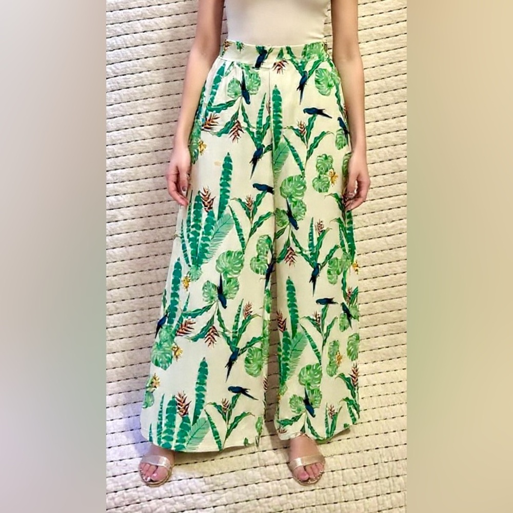 Brazilian Floral Paradise Wide-Leg Pants